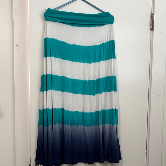 Design History Teal and Navy Striped Maxi Skirt - Picture 1 of 3